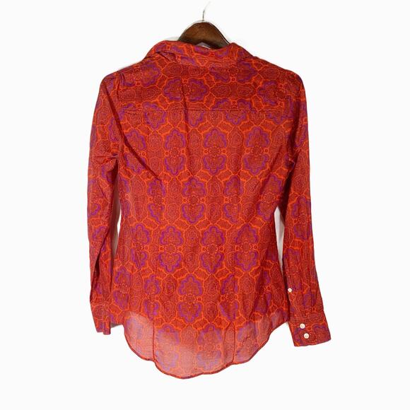 J.Crew The Perfect Shirt Women’s XS Red Purple Print Cotton Silk Blend Workwear - Picture 3 of 16